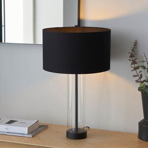 Endon 100440 Lessina Touch Table Lamp In Matt Black With Black Cotton Shade