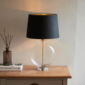 Endon 90559 Gideon Clear Glass Table Lamp With Black Fabric Shade