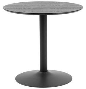 Ibika Small Wooden Round Dining Table With Black Base - Ash Black