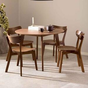 Reims Wooden Round Dining Table With 4 Chairs in Walnut