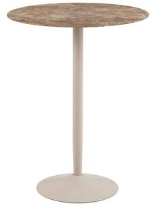 Macon Ceramic Round Bar Table With Grey Base - Aberta Brown
