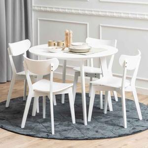Reims Wooden Round Dining Table With 4 Chairs in White