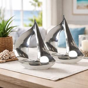 Bemidji Small Aluminium Decorative Boat - Silver
