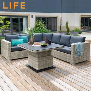 LIFE Outdoor Aya Round Corner Sofa Set with Height Adjustable Table | Roseland Furniture