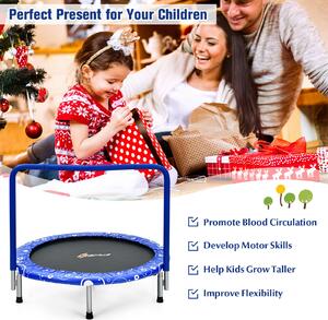 Costway Child's Folding Trampoline with Padded Edge Cover and Full Covered Handle-Blue