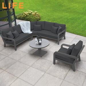 LIFE Outdoor Living Timber Comfort Corner Set with Height Adjustable Table | Roseland Furniture
