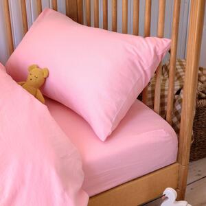 Piglet Pink Bloom Kids Linen Blend Fitted Sheet Size Cot