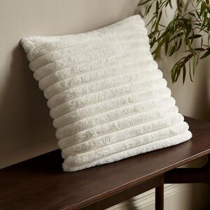 Catherine Lansfield Cosy Ribbed Soft Touch Velvet 45cm x 45cm Filled Cushion Cream