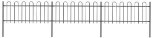 Garden Fence with Hoop Top Steel 5.1x0.8 m Black