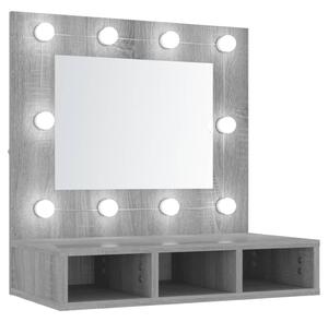 Mirror Cabinet with LED Grey Sonoma 60x31.5x62 cm
