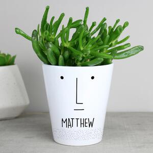 Personalised Mr Face Plant Pot White