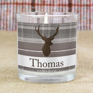 Personalised Highland Stag Scented Jar Candle Clear