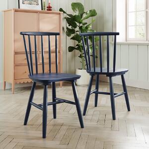 Harvey Set of 2 Dining Chairs, Beech Wood Luxe Navy