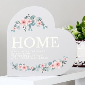 Personalised Floral Free Standing Heart Ornament Grey