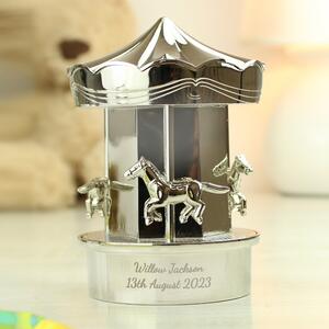 Personalised Carousel Money Box Silver