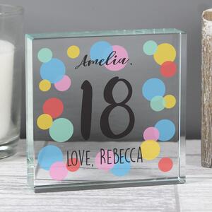 Personalised Birthday Colour Confetti Crystal Token Clear