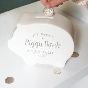 Personalised My First Piggy Bank White