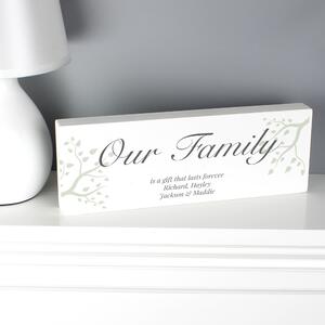 Personalised Branches Wooden Block Sign White