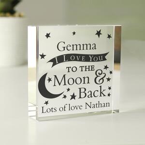 Personalised To the Moon and Back Crystal Token Clear