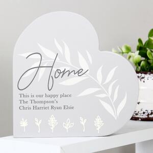 Personalised Leaf Decor Free Standing Heart Ornament Grey
