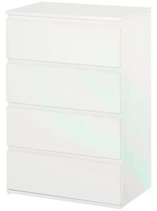HOMCOM Chest of Drawers: 4-Drawer Storage Cabinet, White Tower Cupboard for Bedroom & Living Room