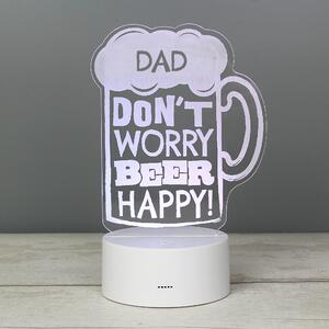 Personalised Beer Happy Colour Changing LED Light White