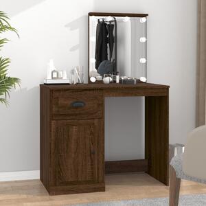 Dressing Table with LED Brown Oak 90x50x132.5 cm Engineered Wood