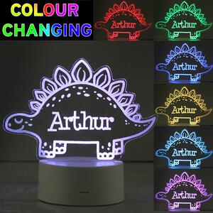 Personalised Dinosaur Colour Changing Night LED Light White
