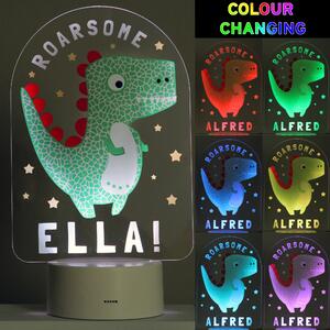 Personalised Roarsome Dinosaur Colour Changing Night LED Light White