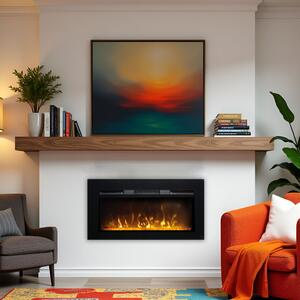 Wall Mounted Electric Fires, Free Standing, Incorporated ElectricSun Paula Glass XXS Black, 3 Colour L76xH45x16cm