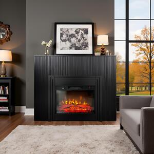Free Standing Electric Fires with decorative slats ElectricSun LAMELIA Black Matte, with Sound Effect, 3 Colour, with APP, W120xH102cm