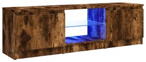 TV Cabinet with LED Lights Smoked Oak 120x30x35.5 cm