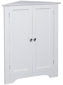 Kleankin Triangle Bathroom Cabinet, Corner Bathroom Storage Unit with Adjustable Shelf and Recessed Door, Free Standing, White