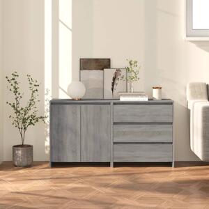 2 Piece Sideboard Grey Sonoma Engineered Wood