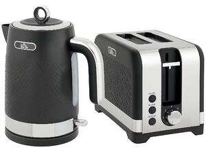 HOMCOM Sleek Textured Kettle and Toaster Set - Black