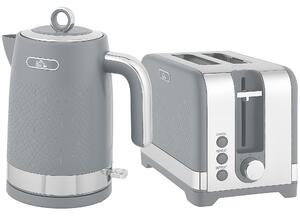 HOMCOM Sleek Textured Kettle and Toaster Set - Grey
