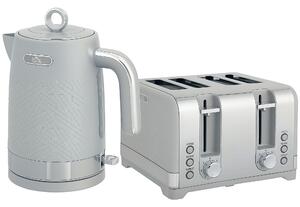 HOMCOM Sleek Textured Kettle and Four-Slice Toaster Set - Grey