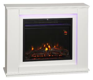 HOMCOM Electric Fireplace with 12 Colours Realistic Flame Effect & 5 Brightness Levels, 1000W/2000W Inset Electric Fire and Mantel Reach up to 30 m² Space with Remote & Timer for Living Room, White