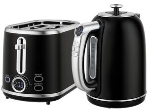 HOMCOM Polished Retro 40-100°C Kettle and Toaster Set - Black