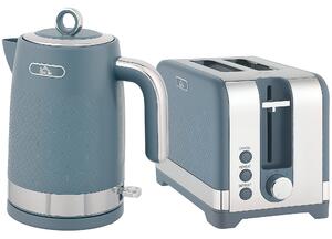 HOMCOM Sleek Textured Kettle and Toaster Set - Blue