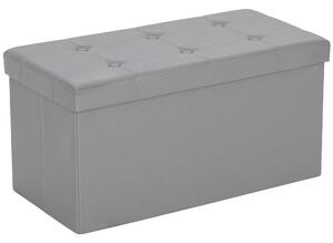 HOMCOM Storage Ottoman Bench, 89L PU Leather Folding Foot Rest Stool, End of Bed Bench, Easy Assembly, for Living Room, Bedroom, Entryway, Grey
