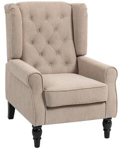 HOMCOM Wingback Accent Chair, Retro Upholstered Button Tufted Occasional Chair for Living Room and Bedroom, Beige