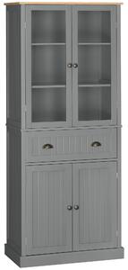 HOMCOM 180cm Tall Kitchen Pantry Cupboard, Freestanding Storage Cabinet with 5 Tier, Adjustable Shelves, Drawer, Grey