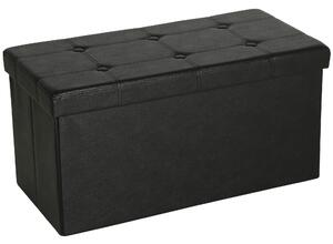 HOMCOM Storage Ottoman Bench, 89L PU Leather Folding Foot Rest Stool, End of Bed Bench, Easy Assembly, for Living Room, Bedroom, Entryway, Black