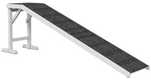 PawHut Pet Ramp for Dogs with Non-Slip Carpet and Top Platform - White & Grey