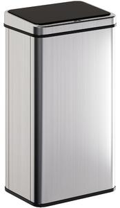 HOMCOM 50L Sensor Bin with Quiet Soft-Close Lid, Automatic Touchless Motion Sensor Kitchen Bin with Fingerprint Resistant Stainless Steel for Hygienic Gyms, Home Office Use, Silver Tone