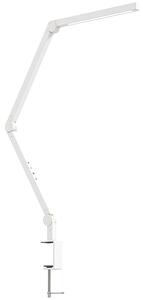 HOMCOM LED Desk Lamp, Dimmable Desk Light with Swing Arm and Clamp, Adjustable Eye-Caring Table Lamp with 2 Colour Modes & 5 Brightness Levels for Study, Drawing, Office, Architect, Task, White