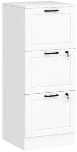 HOMCOM 3 Drawer Filing Cabinet with Lock, Office Storage Cabinet with Adjustable Hanging Bars for A4 Letter Size Files, White
