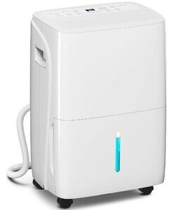 HOMCOM 30L/Day Quiet Dehumidifier w/ Auto-Clean Filter, 4L Water Tank, 24H Timer, Portable Air Dryer for Home Laundry Room Bedroom Basement, White Aosom UK