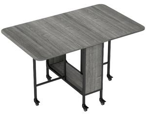 HOMCOM Mobile Drop Leaf Table Folding Kitchen Table Extendable Dining Table For Small Spaces With 6 Wheels & Storage Shelf Aosom UK